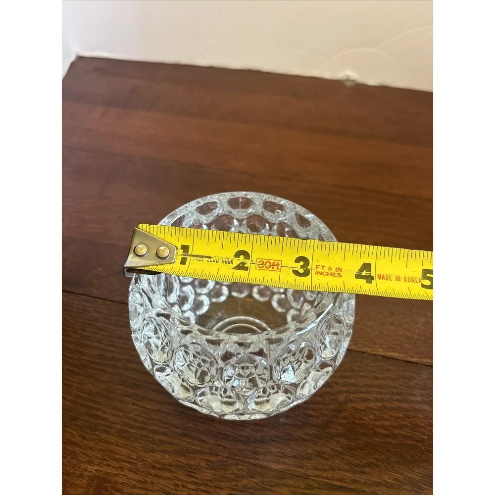 Fitz & Floyd Optic Crystal Glass Votive Candlestick candle holder Coin Dot